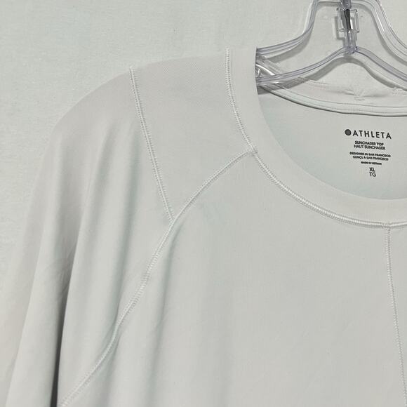 Athleta Sunchaser Top Women's XL UPF Long Sleeve Size XL White Zip Pocket - Picture 3 of 14